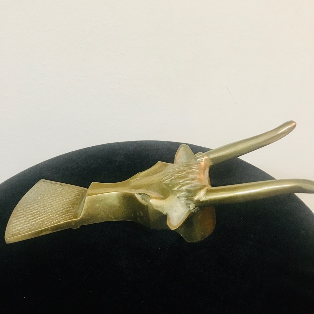 🌶 Vintage Longhorn Steer Brass Boot Jack - Picture 2 of 5